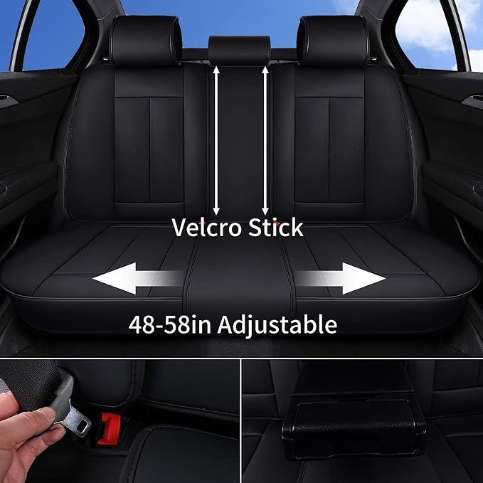 Coverado Car Seat Covers, Seat Covers for Cars, Waterproof Leather Auto Seat Protectors, Leather Car Seat Cushion, Car Interiors Accessories Universal Fit for Most Cars - Image 2