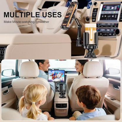 Tablet Holder for Car, 3 in1 Stable Cup Holder ipad Car Mount with Expander | Adjustable Base and Long Arm with 360°Rotation Phone ipad Holder for 4-12.9‘’ Tablet, All Smartphones and Most Bottles - Image 7