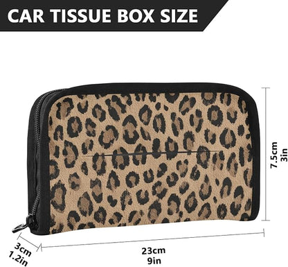 Car Tissue Holder Car Napkin Holder Box Dispenser Storage Case Sun Visor Mask Holder with Adjustable Straps Reusable Refillable Brown Leopard Print - Image 4