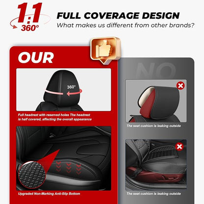 TTX LIGHTING Custom Fit Front Seat Covers for Hyundai Elantra 2016-2025 | Original Seat Pattern Faux Leather Waterproof Car Seat Protectors Airbag Compatible 2-Piece Set - Image 7