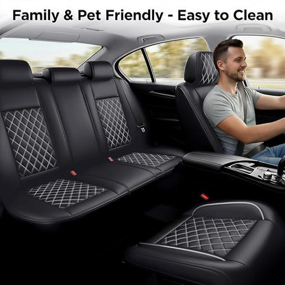 for Subaru Outback 2007-2026 Car Seat Covers, Full Set, Whiteline | Luxury Full Coverage Leather Seat Protectors, Waterproof Breathable, Non-Slip, Easy to Install, Airbag Compatible, All-Season - Image 2