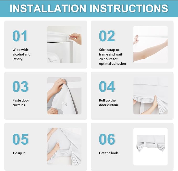 RYB HOME White Curtain for Door Window Short Room Darkening Curtain | Self Adhesive No Drill, Rv Curtains for Camper Windows, Window Shades for Back Door,W26 x L40, Pure White, 1 Panel - Image 3
