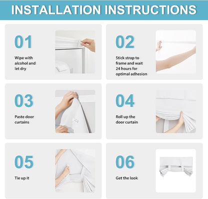 RYB HOME White Curtain for Door Window Short Room Darkening Curtain | Self Adhesive No Drill, Rv Curtains for Camper Windows, Window Shades for Back Door,W26 x L40, Pure White, 1 Panel - Image 3