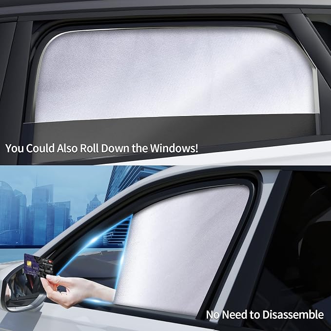 Aokway Side Window Sunshade Sun Shade for Car Window Double Thickness Auto Windshield Sunshades Curtain Universal Fit for Driver for Baby UV Protection (Blue, Front+Rear Side 4Pcs) - Image 7
