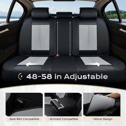 Coverado Car Seat Covers Full Set, Car Seat Protector Waterproof, Nappa Leather Car Seat Cushion, Seat Covers for Cars, Front Seats and Back Universal Fit for Most Cars - Image 2