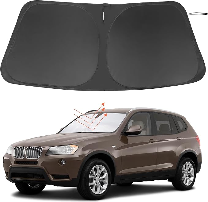 Windshield Sun Shade for 2011-2015 2016 2017 BMW X3 Accessories | Full covered for windshield, Foldable & Durable, Block UV Rays, Reduce Heat, Easy to install, Keep Car Cooler by LHFLIVE