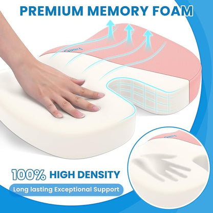 Memory Foam Seat Cushion for Office Chair, Car Seat, Pink, XL | Office Chair Cushion for Car, Airplane - Chair Pad for Long Sitting Sciatica, Hip, Coccyx,Tailbone Pain Relief, Butt Pillow - Image 3