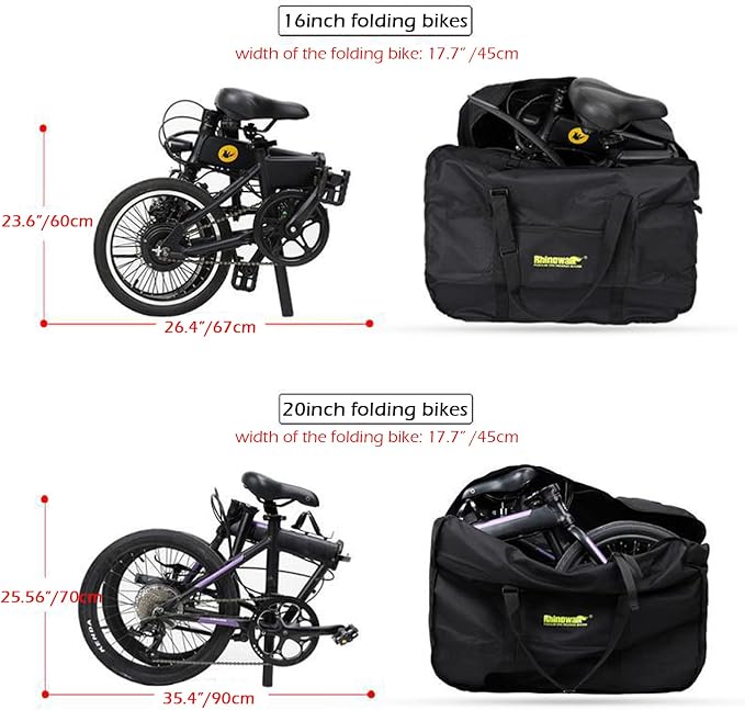 Rhinowalk 20/26inch Folding Bike Bag Waterproof Biycle Travel Case Carrying Case Outdoors Bike Transport Bag for Car Train Air Travel - Image 3