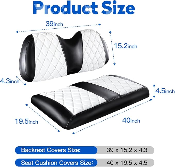 NOKINS Golf Cart Diamond Vinyl Seat Covers Fits Club Car Precedent 2004-UP | OEM Standard Front Seat Cushion,No Nails Required - Image 5
