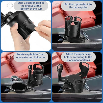 Car Cup Holder Expander，VIVURA 2-in-1 Multifunctional Car Cup Holder, Dual Cup Storage, Compatible with Hydro Flask, Yeti, Nalgene, 32/40 oz Large Bottle Drink Cups - Image 5