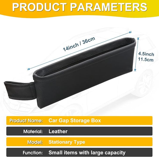 2 Pack Update Car Seat Gap Filler Organizer Leather Console Storage Box Front Side Pocket Seats Organizers Filler Interior Car Accessories for Phone Wallet Coin Key Sunglasses (Black) - Image 2