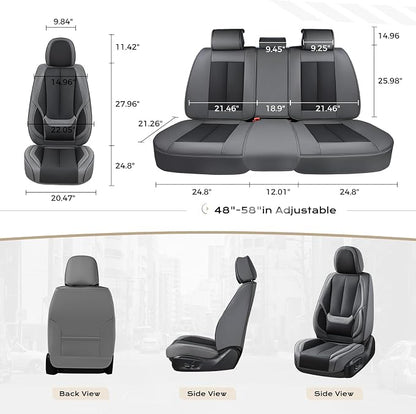 Coverado Car Seat Covers Full Set, Car Seat Protector Waterproof, Nappa Leather Car Seat Cushion, Seat Covers for Cars, Front Seats and Back Universal Fit for Most Cars - Image 6