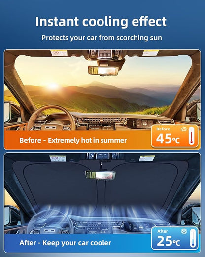 2026 Upgraded Windshield Sun Shade for Jeep Grand Cherokee L 2022-2026 | Custom Fit Front Window Sunshade, 4-Layer Heat Insulation UV Blocking Sun Visor, Keeps Car Cooler - Image 4