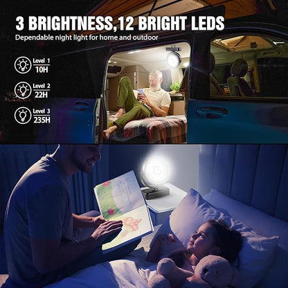 AMACOOL Portable Camping Fan with LED Lantern- 40H Work Time Rechargeable | Battery Operated Fan with Hanging Hook for Tent Car RV Hurricane Emergency Outages Survival Kit Camping Essentials Gear - Image 5