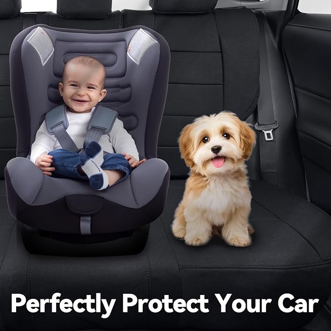 coverdream Forester Car Seat Covers Custom Fit for 2009-2013 Subaru Forester Seat Covers,Rear Seat Without Cup Holder,Full Coverage Polyester Seat Protector(Full Set,Black) - Image 2