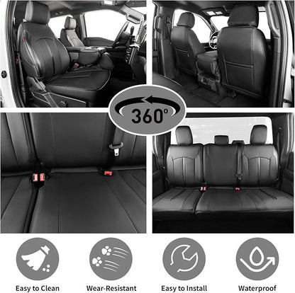 Seat Covers for Ford F150 SuperCab 2015-2020 Faux Leather, 2-Door | Fits F-150 XL/XLT/Lariat 2015-2020, F250/F350 XL/XLT/Lariat 2017-2022, Waterproof Truck Seat Protector Front Seats - Image 5