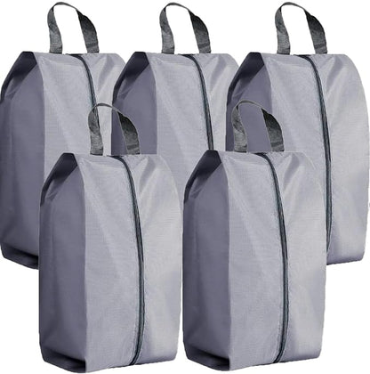 5Pcs XL Travel Shoe Bags Portable Travel Gifts Shoe Organizer with Zipper Closure, Waterproof Nylon Shoe Storage Organizer with Handle Travel Bags For Men and Women, Grey by ASANMEYO