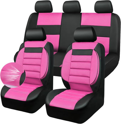 CAR Pass Leather 3D Foam Back Support Car Seat Covers Full Set Air Mesh Automotive Seat Covers, All Season Car Seat Cover Fit Automotive,SUV,Sedan,Van, Airbag Compatible Elegance (Black and Pink) - Image 6