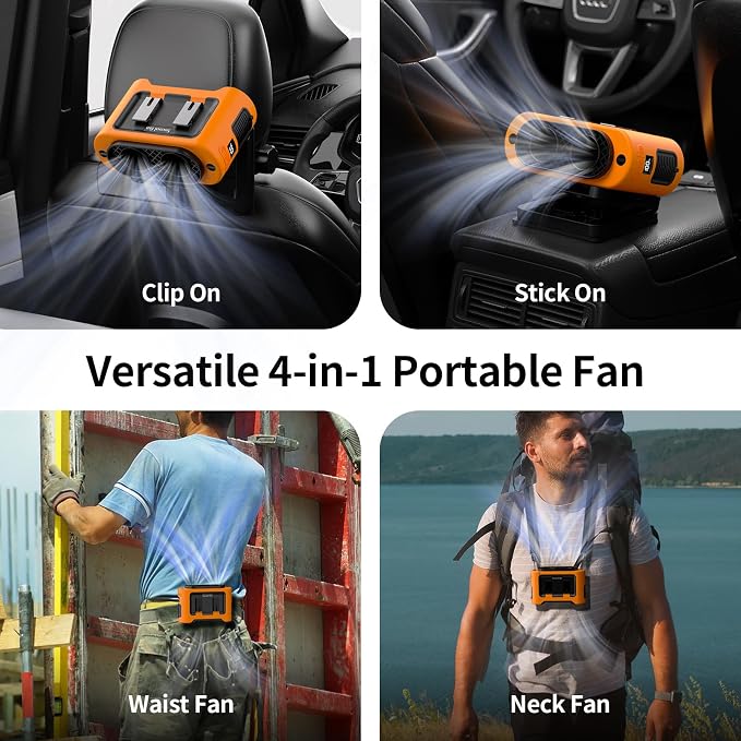 Socool Portable Car Fan - 14500mAh Rechargeable Battery Opearated, Clip on Car Seat Headrest 360 Rotatable, 5-Speed Backseat Fans for Baby Rear Facing Cooling with Dual Air Outlets for SUV RV Truck - Image 6