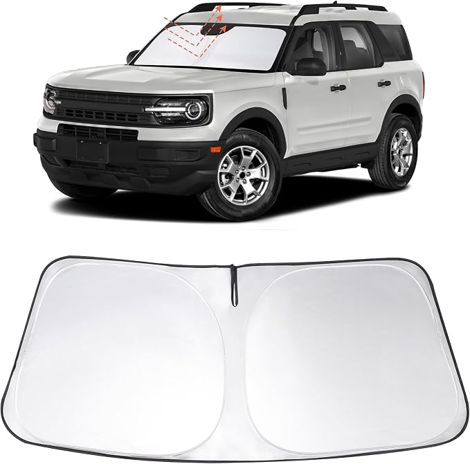 Windshield Sun Shade Sunshade for 2021-2026 Ford Bronco Sport | Full covered for windshield, Foldable & Durable, Block UV Rays, Reduce Heat, Easy to install, Keeps Car Cooler by LHFLIVE