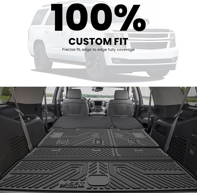 LASFIT Trunk Mat for Chevy Tahoe/GMC Yukon/Cadillac Escalade 2015-2020 | Only Yukon, Not Fit Yukon XL/Only Escalade, Not Fit Escalade ESV; Edge to Edge Coverage, Easy to Wash - Image 3