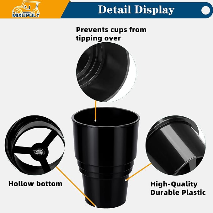 Golf Cart Cup Holder Insert Adapter Replacement fits Club Car EZGO Yamaha Golf Cart, for Placing and Securing 16.4 oz Portable Propane Gas Bottle or Drink Water Glass, (2Pcs, Black) - Image 4