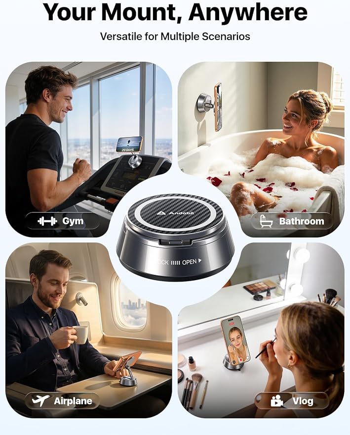 andobil 2026 Upgrade for Magsafe Car Mount [Strongest Suction & Magnet] Vacuum Magnetic Phone Holder for Car 360° Adjustable Car Cell Phone Holder Mount for iPhone 17 Pro Max 16/15/14/13/12 - Image 5