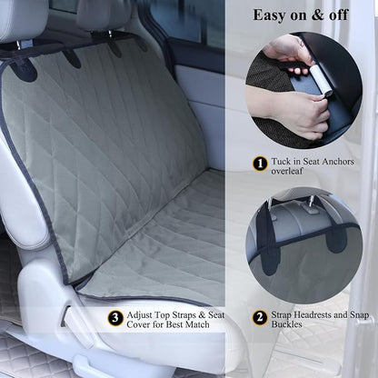 VIVAGLORY Dog Seat Cover Pet Seat Protector, Large, Grey | Backseat Cover for Car Suv & Truck, Back Rear Backseat Bench Protector - Image 6