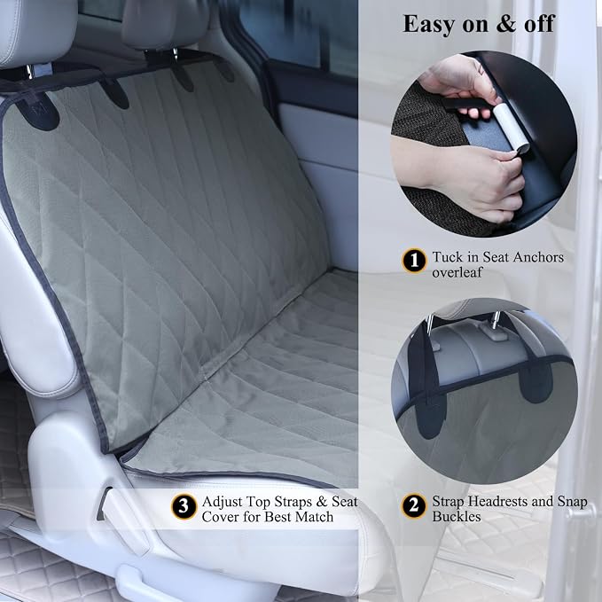 VIVAGLORY Dog Seat Cover Pet Seat Protector, Standard, Grey | Backseat Cover for Car Suv & Truck, Back Rear Backseat Bench Protector - Image 6