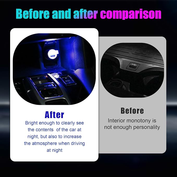 4 PCS USB LED Car Interior Atmosphere Lamp, Portable Mini LED Night Light, Plug-in USB Interface Trunk Ambient Lighting Kit, Universal Interior Car Accessories (Blue) - Image 5