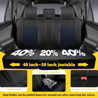Front Car Seat Covers, Faux Nappa Leather for Sedan SUV, 2 Seats | Waterproof, Breathable and Airbag Compatible, Helps Reduce Slipping, Blue+Black - Image 5