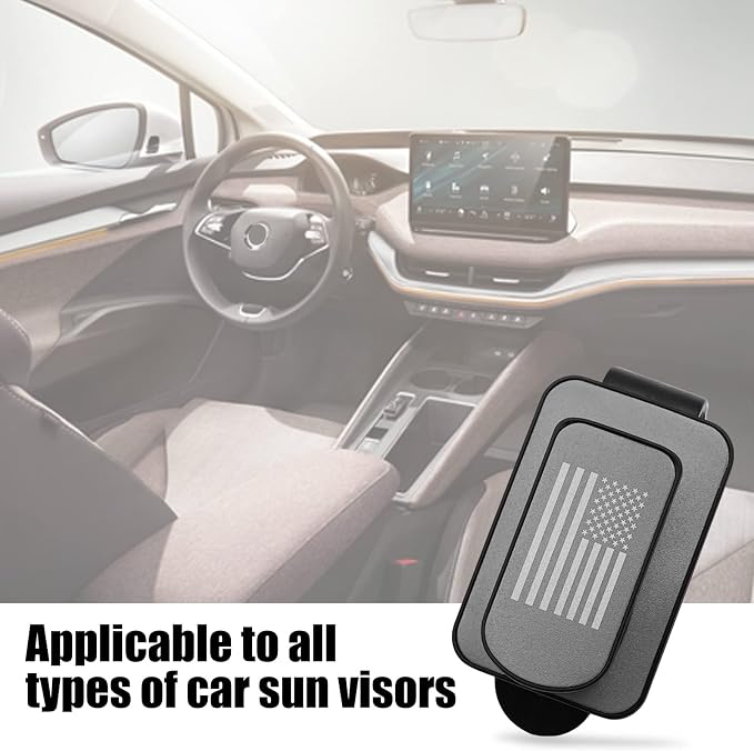 Sunglass Holder for Car Visor, Multi-Function Ticket Card Clip Upgrade Metal Flag Personality Modeling for Car SUV Truck, American Flag Ticket Card Glasses Clip(Black/Gray) - Image 5