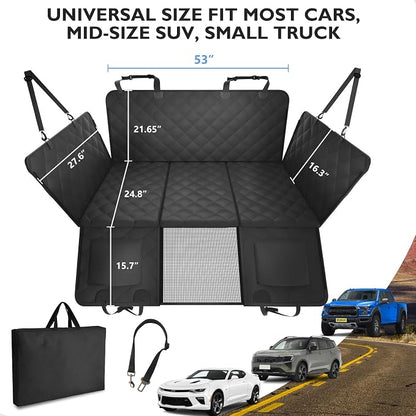 Hard Bottom Dog Car Seat Cover for Back Seat, with Egg Crate Foam | Backseat Extender, Dog Hammock for Cars, SUVs, Sedan, Holds 420lbs, Sturdy Oxford, Large Space, Soft Pet Car Bed, Waterproof - Image 5