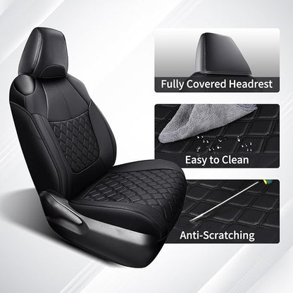 Huidasource Custom Fit RAV4 Front Car Seat Covers, Leather Seat Cushion Cover Accessories Fit for 2019-2024 Toyota Rav4 XLE LE XLE Premium Limited(Not for Hybrid/Adventure/TRD Off-Road/Prime, Black) - Image 3