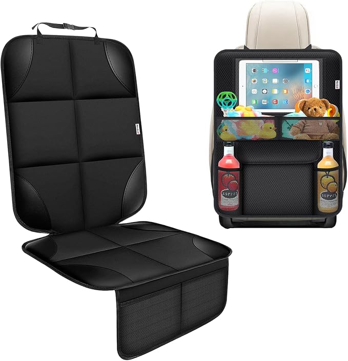 Meolsaek Kick Mats Back Seat Protector, Waterproof Oxford Seat Back Protector, Car Seat Back Protector for Kids, Back of Seat Protector for Kids Feet Car Seat (Black D -1 Set) by Meolsaek