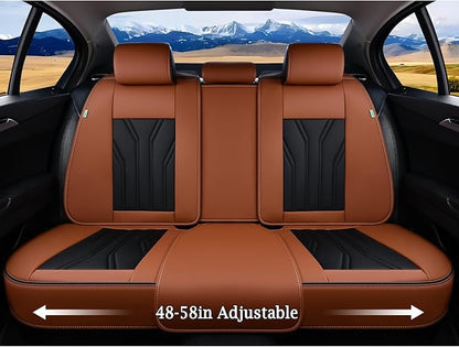 Leather Seat Covers, Seat Covers Full Set, Car Seat Protectors 5 Seats,Automotive Seat Covers Fit for Most Cars Trucks-Brown&Black - Image 4