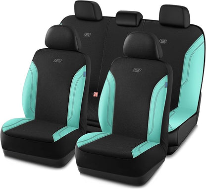 Skechers Work Seat Covers, Leather Car Seat Covers 5-Times Stronger Built-in Webbing, Oxford Fabric Seat Cover Full Sets, Airbag Compatible, Automotive Comfort for Cars, Trucks, SUVs,Mint by Unknown