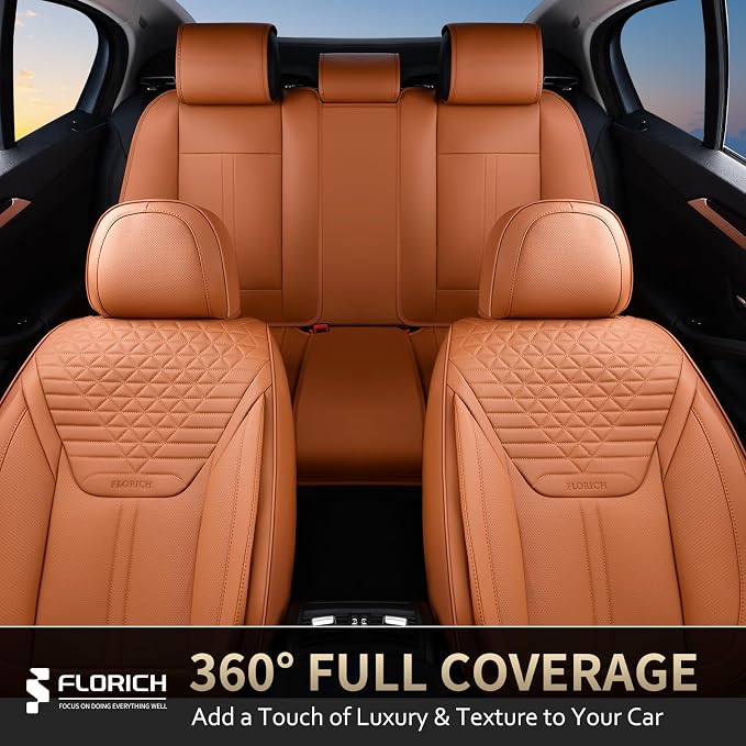 Car Seat Covers for Front Seats, Universal Seat Cushion 2 Seats, Car Seat Protector Waterproof, Premium Leather Automotive Seat Covers for Most Cars, Sedans, SUVs, and Trucks-Brown - Image 7