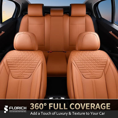 Car Seat Covers for Front Seats, Universal Seat Cushion 2 Seats, Car Seat Protector Waterproof, Premium Leather Automotive Seat Covers for Most Cars, Sedans, SUVs, and Trucks-Brown - Image 7