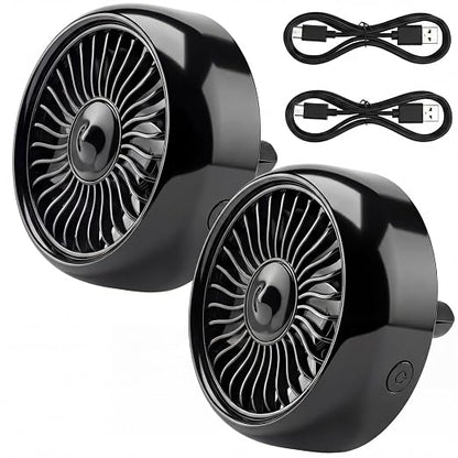 Glooglitter 2 Pcs Car Fan USB for Rear Seat Passenger Portable Headrest 360 Degree Rotatable 3 Speed 12v/ 24v Automobile Ventilation Fan with Clip for SUV Backseat, RV, Vehicles(Creative,Black) by Glooglitter