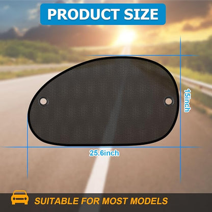 2 Pack 14.96 x 25.59 Inch Car Window Sunshades, Front Side | mesh fabric, metal support frame, suction-cup mounting, twist-fold storage, UV and heat blocking - Image 2