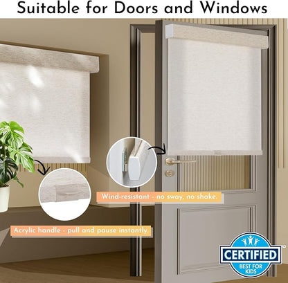 Persilux Light Filtering Roller Shades for Windows Blinds,Cordless,Linen Fabric,Thermal Insulated Fabric UV Protection Shades for Home,Office,Bedroom,Door,Light Filtering-Cream,22" W X 64" H - Image 3