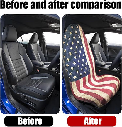 Mandark Ameican Flag Waterproof Towel Car Seat Cover, Sweatproof Non Slip Bucket Carseat, Patriotic Machine Washable Vehicle Bucket Frontseat Protector Accessories, Universal Fit(Flag) - Image 4