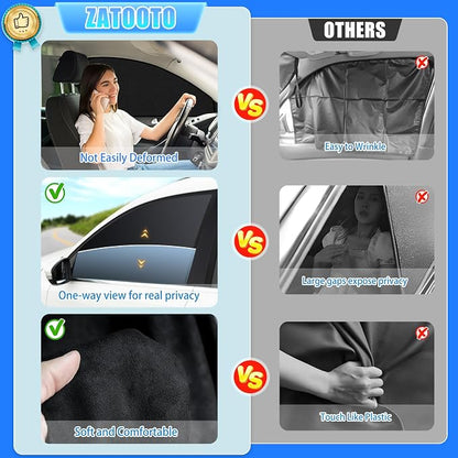 ZATOOTO Car Window Shades for Front Side Window Sun Shade for Privacy | 2PCS Side Window Curtains UV Protection, Car Window Cover for Block Out Light for Camping, Sleeping, Cloth Changing - Image 5