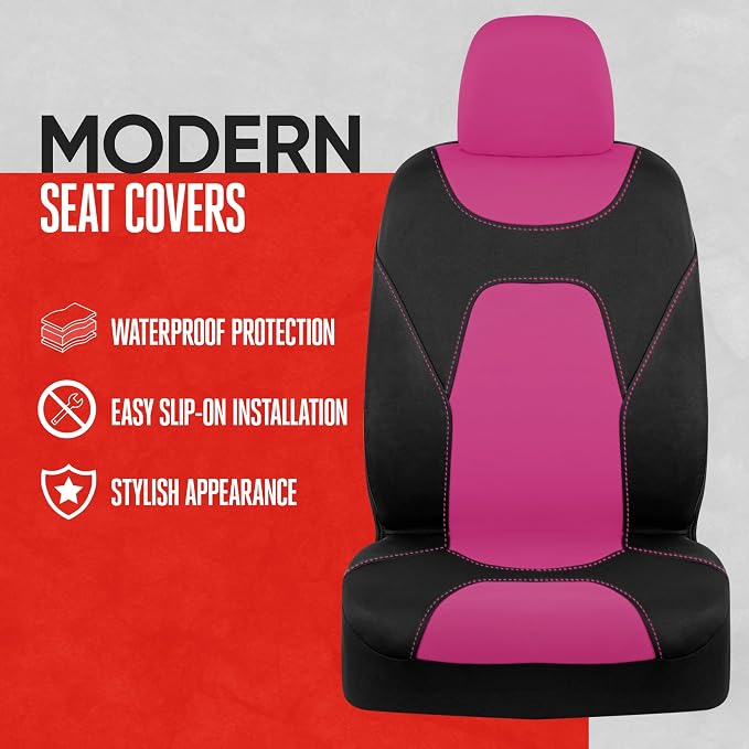 Motor Trend AquaShield Waterproof Front Seat Covers, Pink Seat Covers for Cars – Neoprene Front Car Seats Cover, SUV Seat Covers Protector - Car Interior Cover for Auto, Trucks, & Dog Owners - Image 2