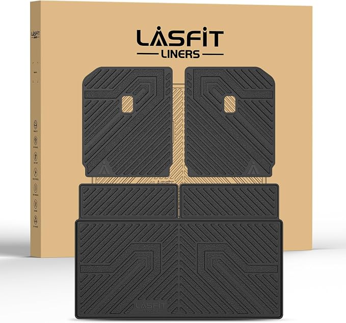 LASFIT Cargo Liner & 3rd-Row Backrest Mats for Rivian R1S 2022-2025 | Rear Cargo Area, 3rd-Row Seatback Protection, Premium TPE Liners, Custom Laser Fit, Easy to Wash by LASFIT