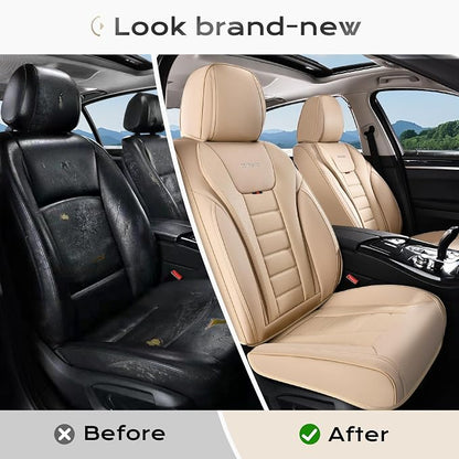 Coverado Car Seat Covers Full Set, Seat Covers for Cars, Front Seat Covers and Back Seat Cover Waterproof Leather Automotive Seat Cover, Universal Car Interior Protectors Cushion for Most Cars - Image 5