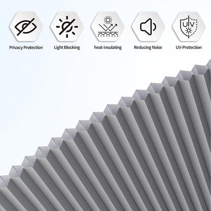 Myshade Arch Window Shades Half Circle Blackout Cellular Shades Cordless No Drill Blinds for Windows Half Moon Honeycomb Fabric No Tools Room Darkening Shades Easy Install (2PCS Grey 72" W X 36" H) - Image 6