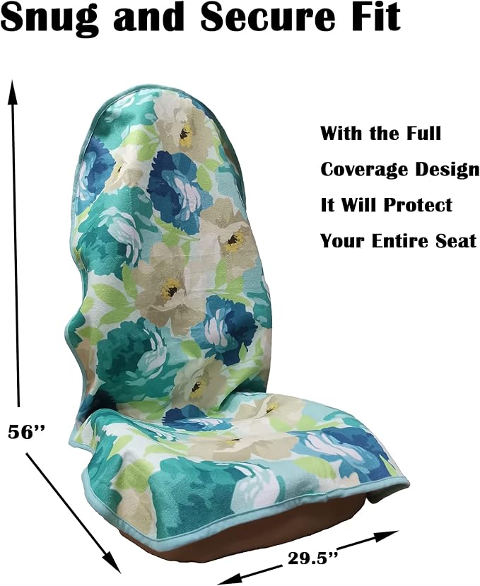 Car Seat Cover Protector Front Seats,for Gym Workout,Running,Swimming,Beach and Hiking,Waterproof Sweat Towel Bucket Seat Covers for Cars SUV Trucks (Chrysanthemum, 2Pcs) - Image 3