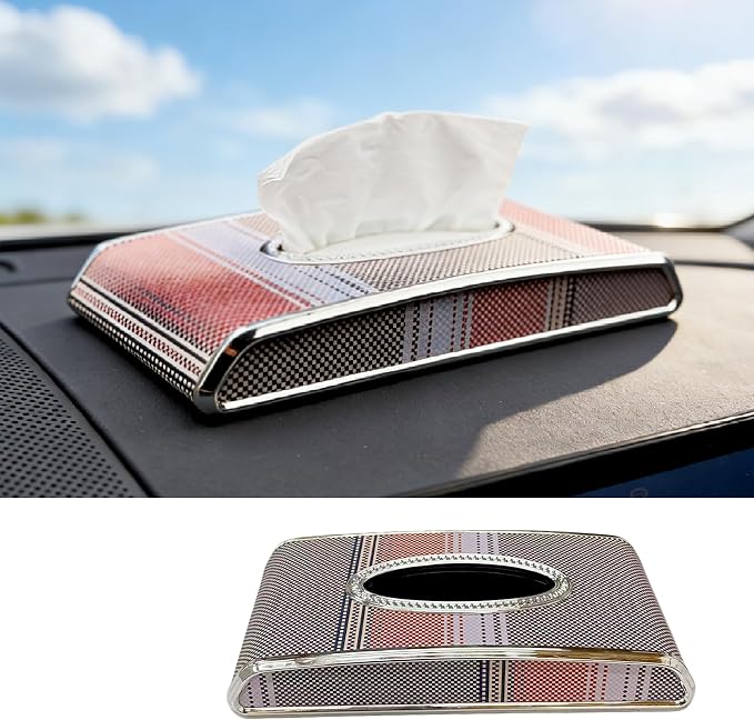 Car Tissue Holder, Flat Tissue Box for Car, Napkin Organizer | Kleenex Holder for Center Console, Armrest or Back Seat, Compact Car Accessories for Women & Men, Travel Essentials by Oktree
